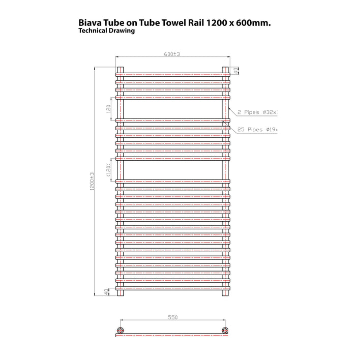 Eastbrook Biava Tube On Tube Designer Heated Towel Rail Chrome