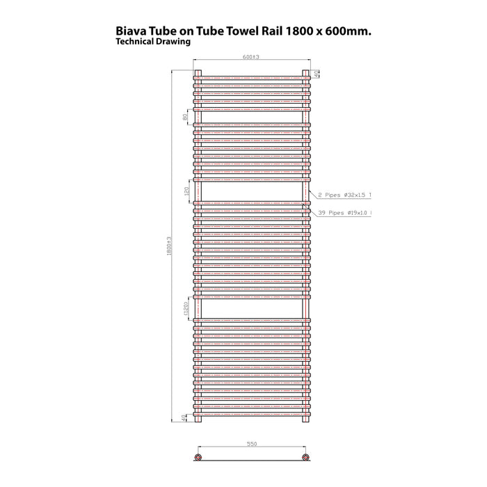 Eastbrook Biava Tube On Tube Designer Heated Towel Rail Chrome