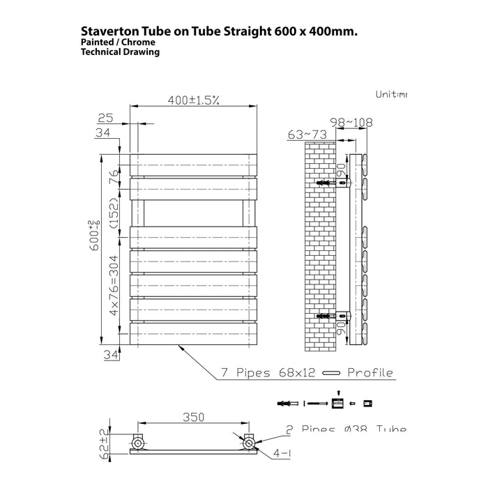 Eastbrook Staverton Tube On Tube Heated Towel Rail Chrome