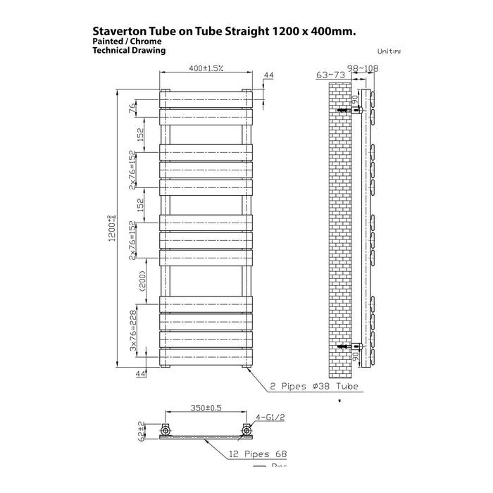 Eastbrook Staverton Tube On Tube Heated Towel Rail Chrome