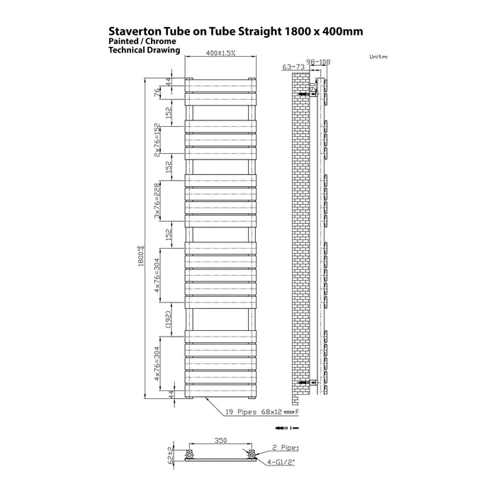 Eastbrook Staverton Tube On Tube Heated Towel Rail Chrome