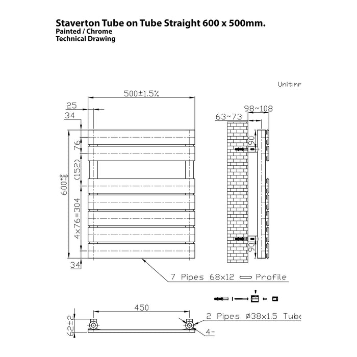 Eastbrook Staverton Tube On Tube Heated Towel Rail Chrome
