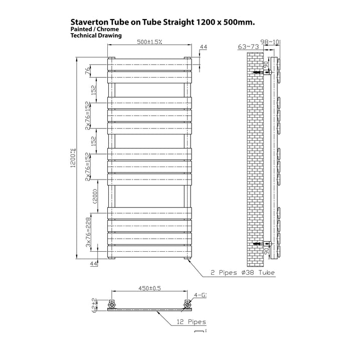 Eastbrook Staverton Tube On Tube Heated Towel Rail Chrome