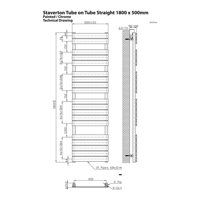 Eastbrook Staverton Tube On Tube Heated Towel Rail Chrome