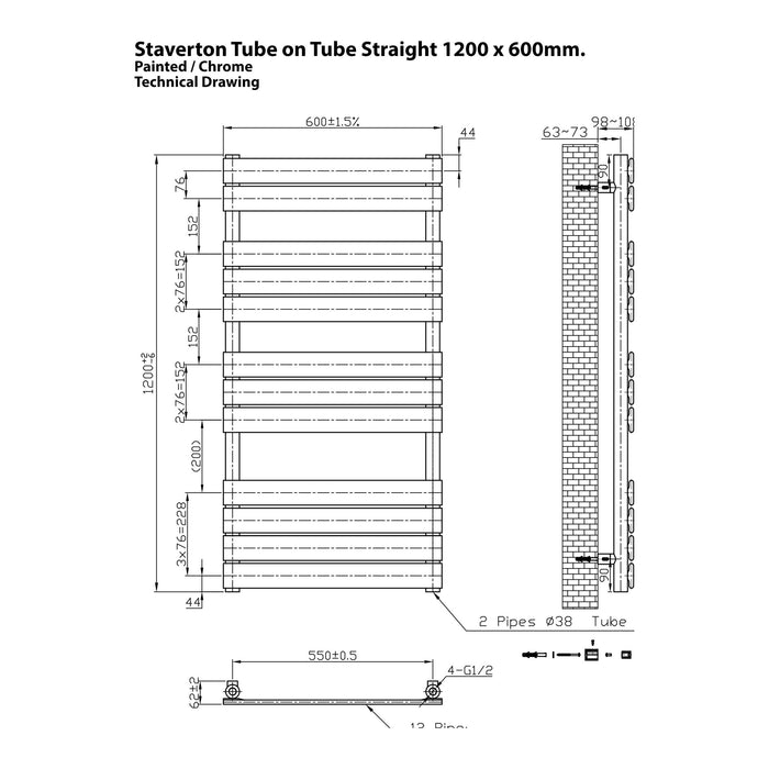 Eastbrook Staverton Tube On Tube Heated Towel Rail Chrome
