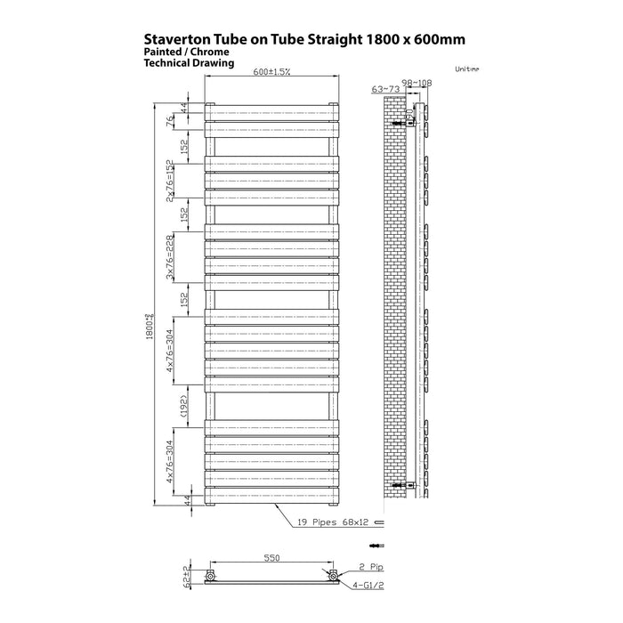 Eastbrook Staverton Tube On Tube Heated Towel Rail Chrome