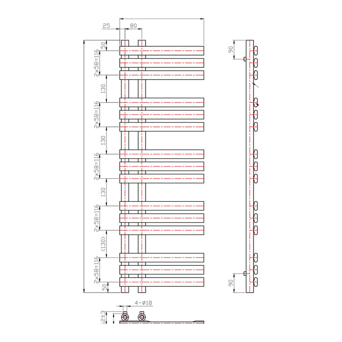 Eastbrook Leonardo Straight Heated Towel Rail Chrome