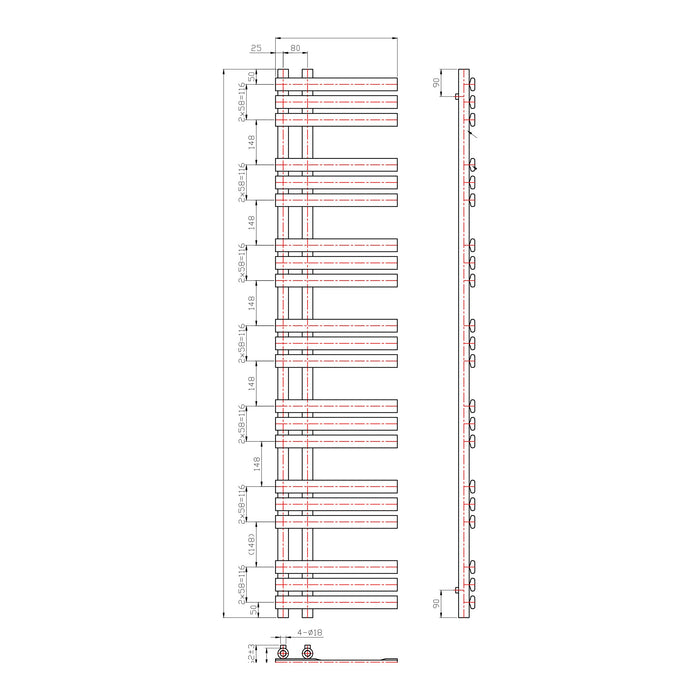 Eastbrook Leonardo Straight Heated Towel Rail Chrome