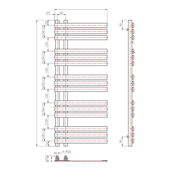Eastbrook Leonardo Straight Heated Towel Rail Chrome