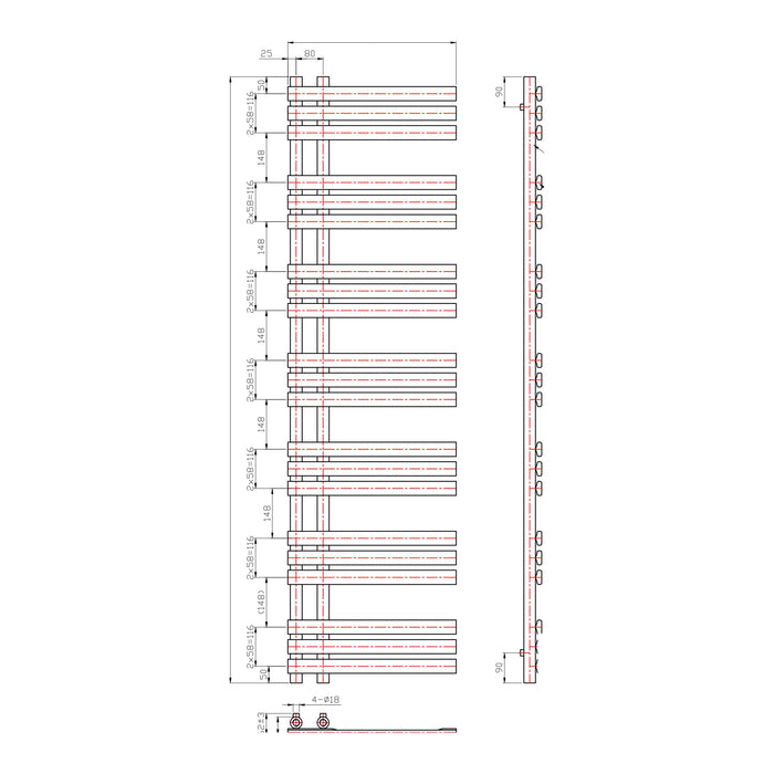 Eastbrook Leonardo Straight Heated Towel Rail Chrome