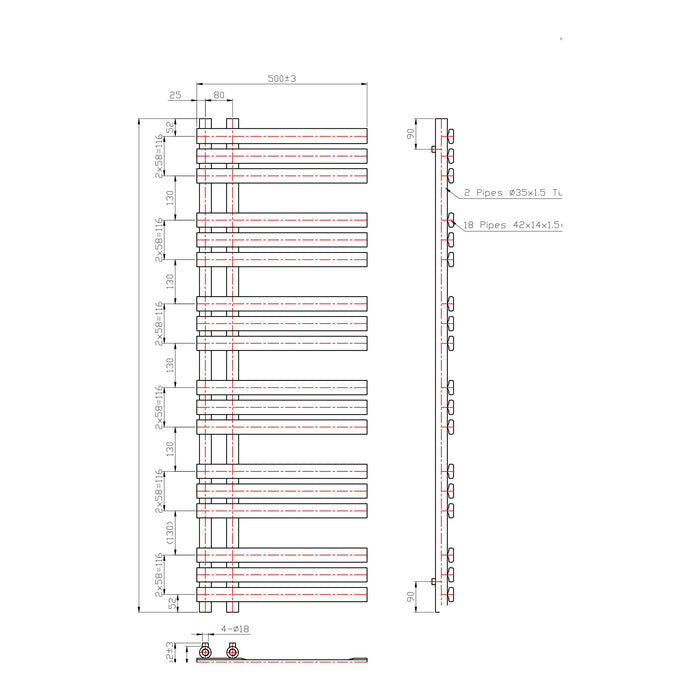 Eastbrook Leonardo Straight Heated Towel Rail Chrome