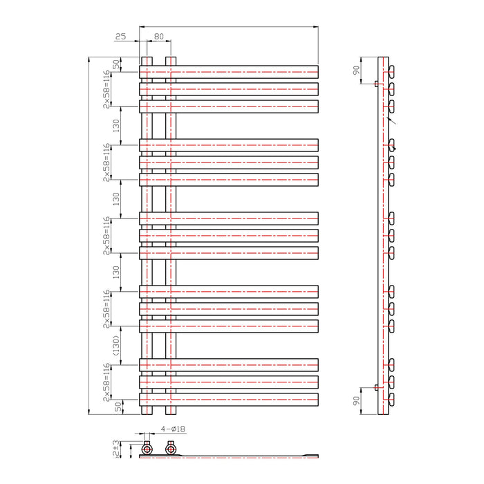 Eastbrook Leonardo Straight Heated Towel Rail Chrome