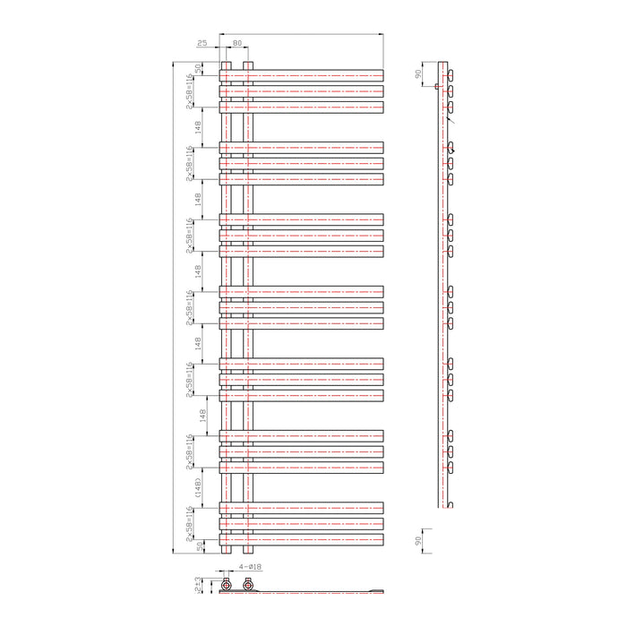 Eastbrook Leonardo Straight Heated Towel Rail Chrome