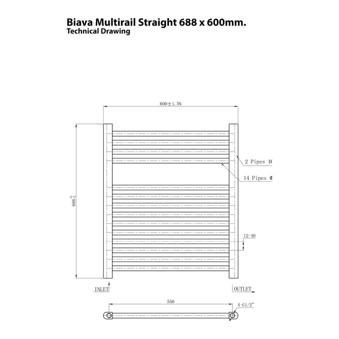 Eastbrook Biava Multirail Vertical Straight Heated Towel Rail - Chrome