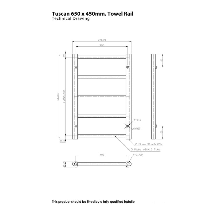Eastbrook Tuscan Multirail Vertical Straight Heated Towel Rail - Chrome