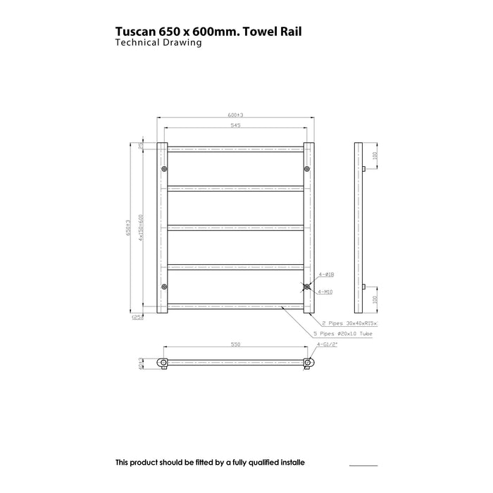 Eastbrook Tuscan Multirail Vertical Straight Heated Towel Rail - Chrome