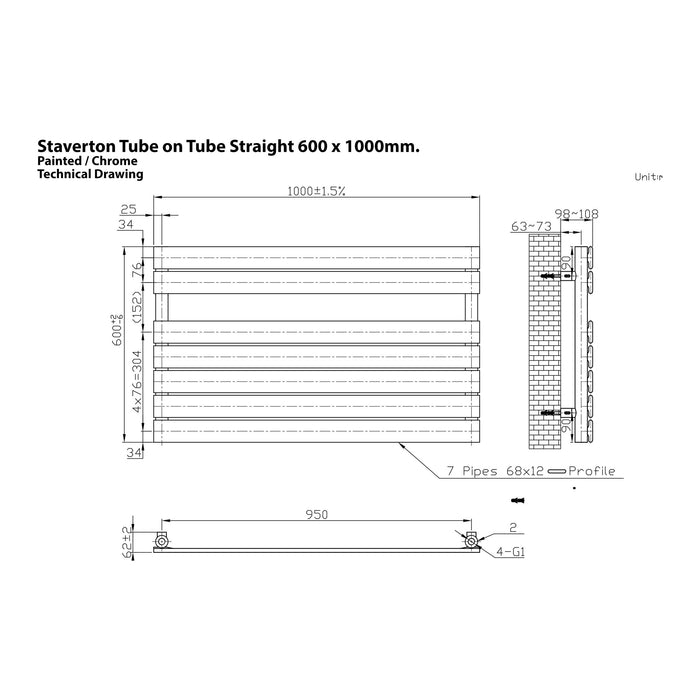 Eastbrook Staverton Tube on Tube Straight Heated Towel Rail Chrome