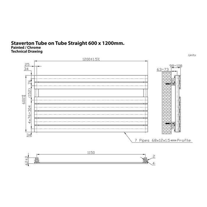 Eastbrook Staverton Tube on Tube Straight Heated Towel Rail Chrome