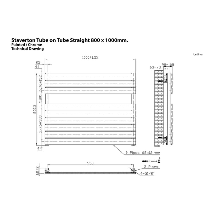 Eastbrook Staverton Tube on Tube Straight Heated Towel Rail Chrome