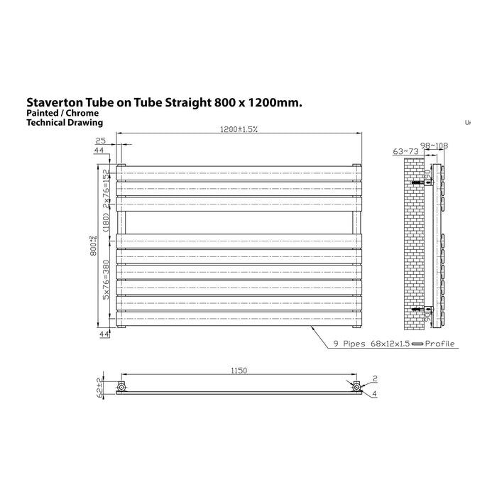 Eastbrook Staverton Tube on Tube Straight Heated Towel Rail Chrome
