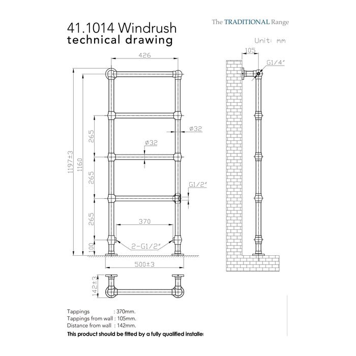 Eastbrook Windrush Heated Towel Rail Chrome