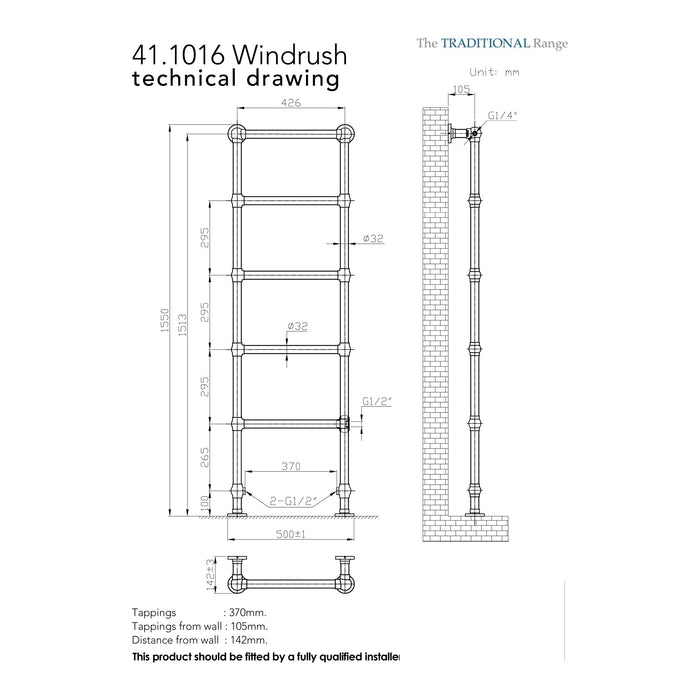 Eastbrook Windrush Heated Towel Rail Chrome