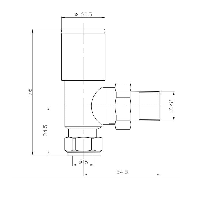 Eastbrook Round Head Angled Manual Radiator Valves Pair