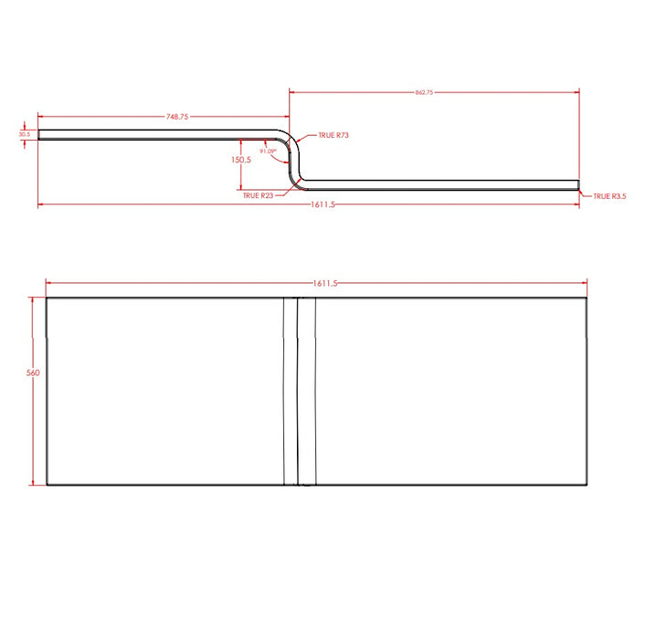 Eastbrook Portland L-Shaped Front Bath Panel - White