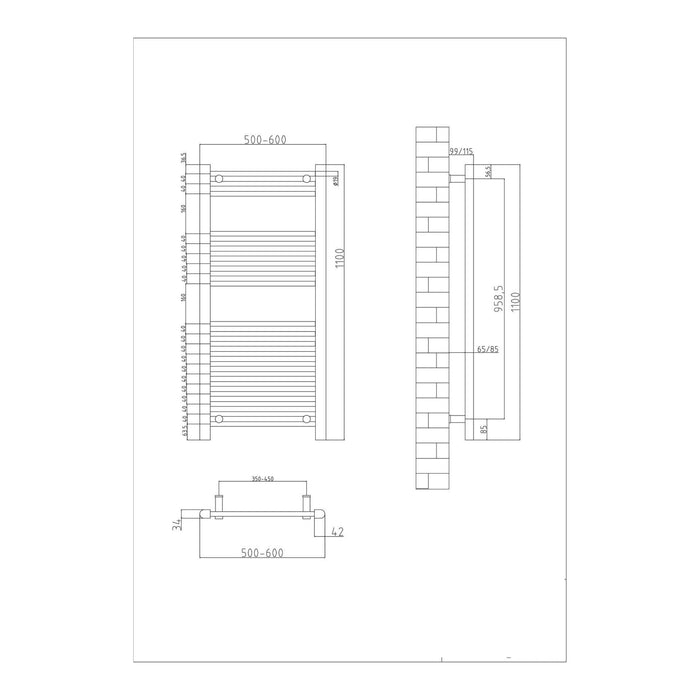 Eastbrook Biava Dry Element Straight Ladder Electric Towel Rail