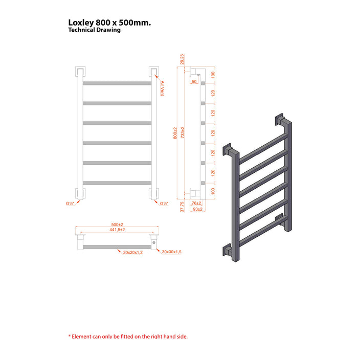 Eastbrook Loxley Vertical Designer Heated Towel Rail - Chrome