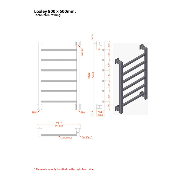 Eastbrook Loxley Vertical Designer Heated Towel Rail - Chrome