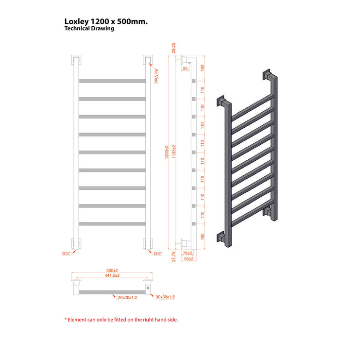 Eastbrook Loxley Vertical Designer Heated Towel Rail - Chrome