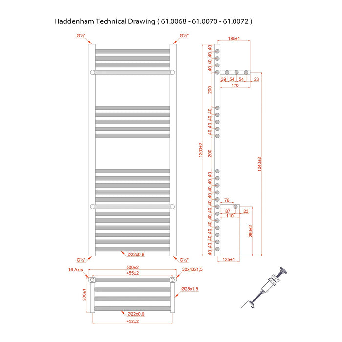 Eastbrook Haddenham Vertical Straight Heated Towel Rail - Matt White