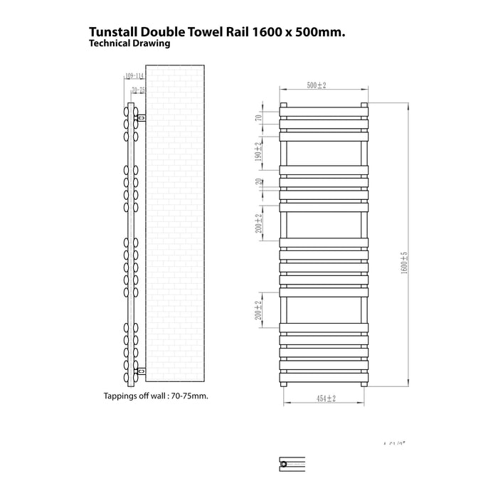Eastbrook Tunstall Double Vertical Designer Heated Towel Rail - Matt Anthracite