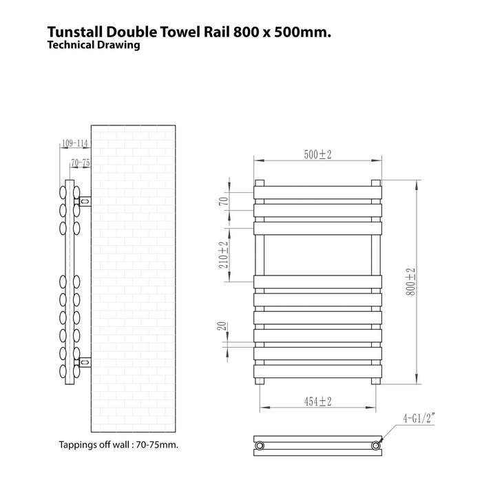 Eastbrook Tunstall Double Designer Heated Towel Rail Matt Black