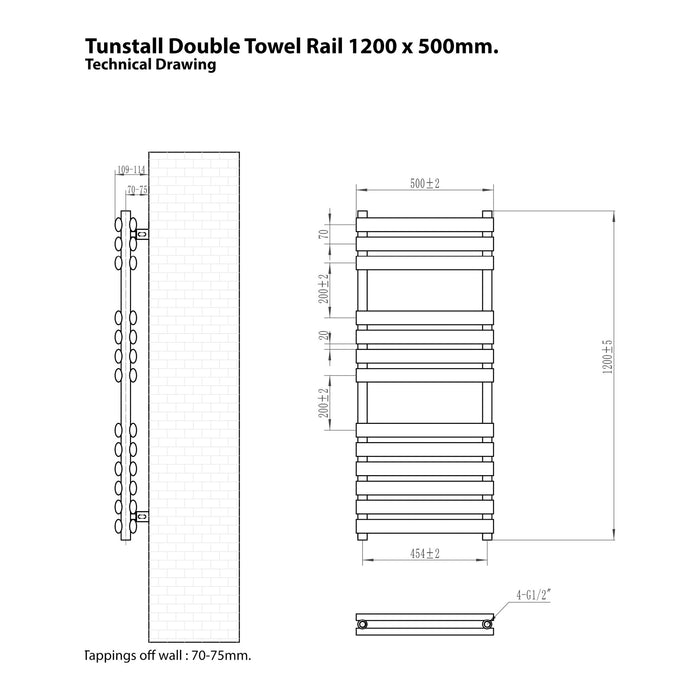 Eastbrook Tunstall Double Designer Heated Towel Rail Matt Black