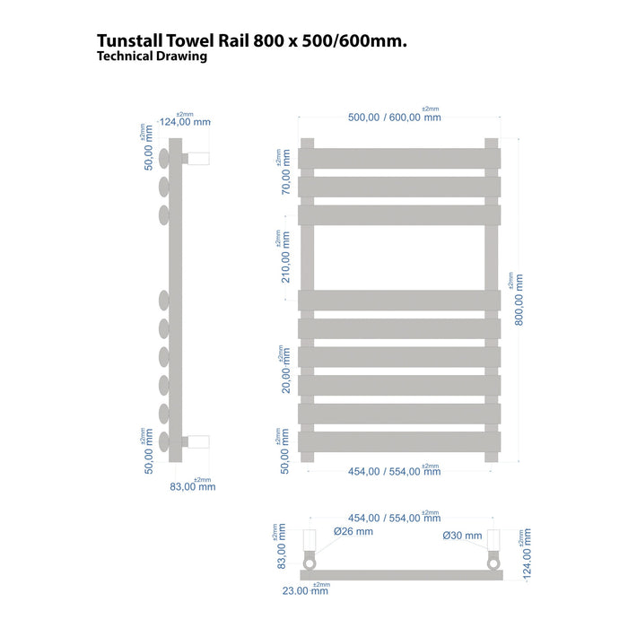 Eastbrook Tunstall Vertical Designer Heated Towel Rail - Chrome