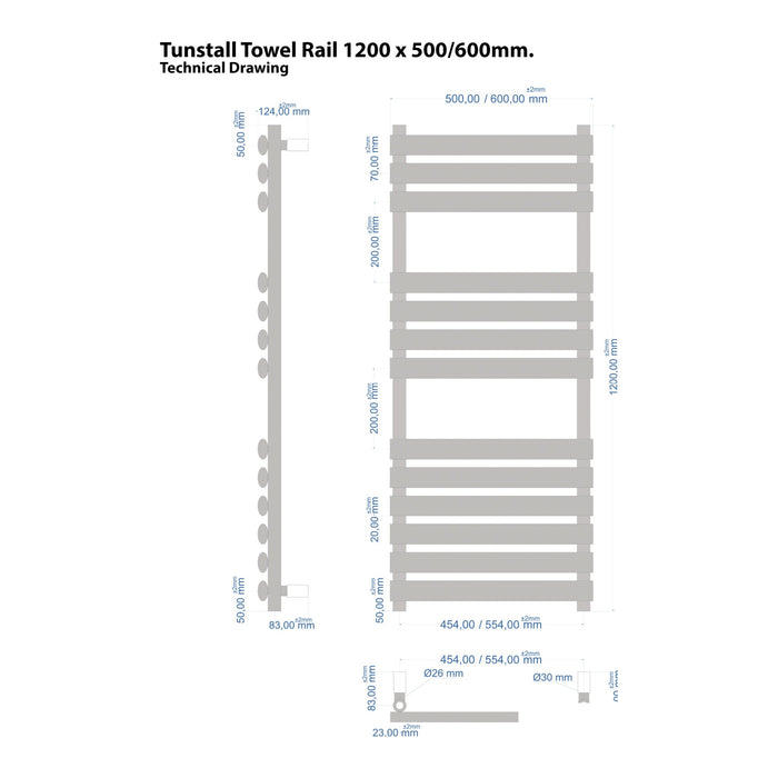 Eastbrook Tunstall Vertical Designer Heated Towel Rail - Chrome