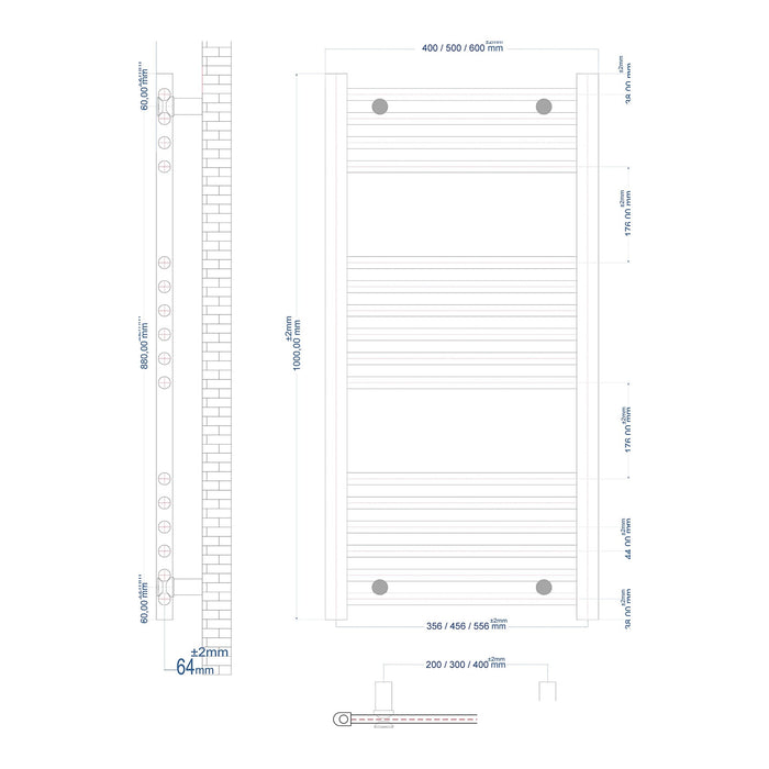 Eastbrook Wingrave Straight Heated Towel Rail - Gloss White