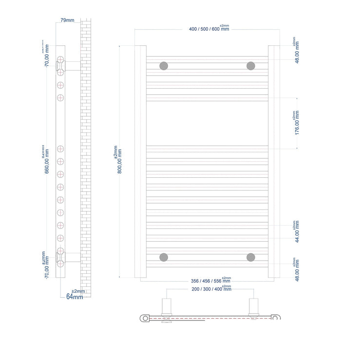 Eastbrook Wingrave Straight Heated Towel Rail - Gloss White