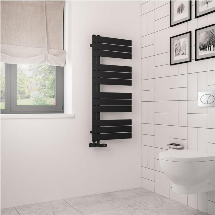 Eastbrook Helmsley Vertical Designer Heated Towel Rail - Matt Black