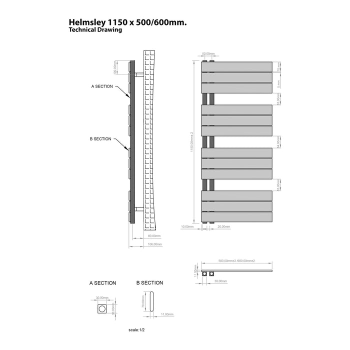 Eastbrook Helmsley Vertical Designer Heated Towel Rail - Matt Anthracite