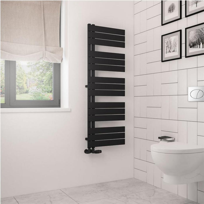 Eastbrook Helmsley Vertical Designer Heated Towel Rail - Matt Black