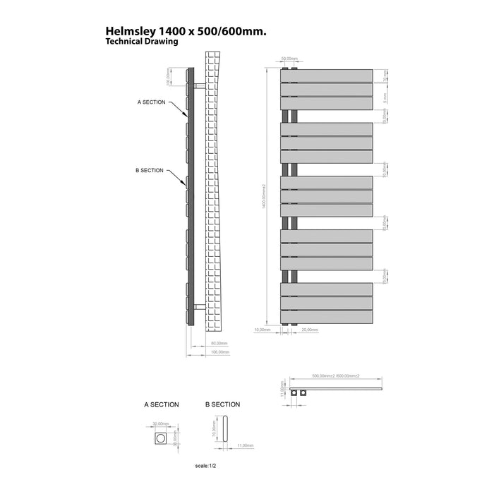 Eastbrook Helmsley Vertical Designer Heated Towel Rail - Matt Anthracite