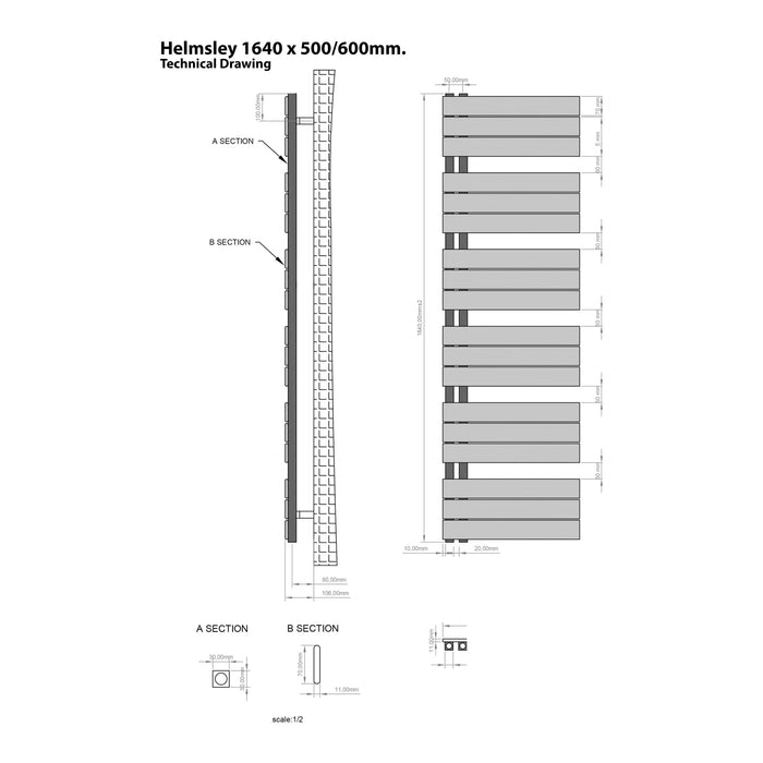 Eastbrook Helmsley Vertical Designer Heated Towel Rail - Matt Anthracite