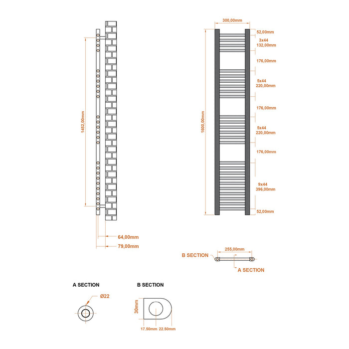 Eastbrook Wingrave Straight Heated Towel Rail - Gloss White