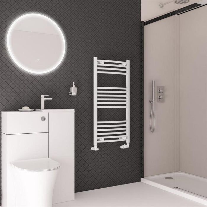 Eastbrook Wingrave Vertical Curved Heated Towel Rail - Gloss White