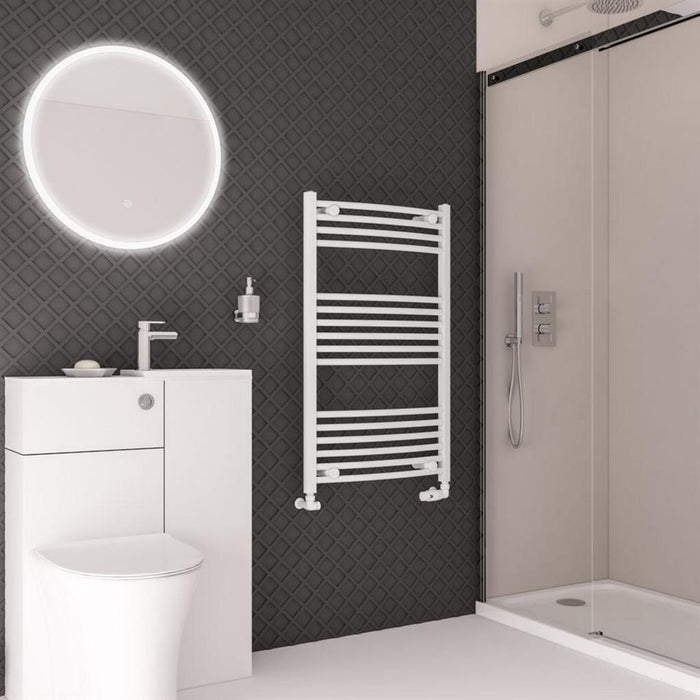 Eastbrook Wingrave Vertical Curved Heated Towel Rail - Gloss White