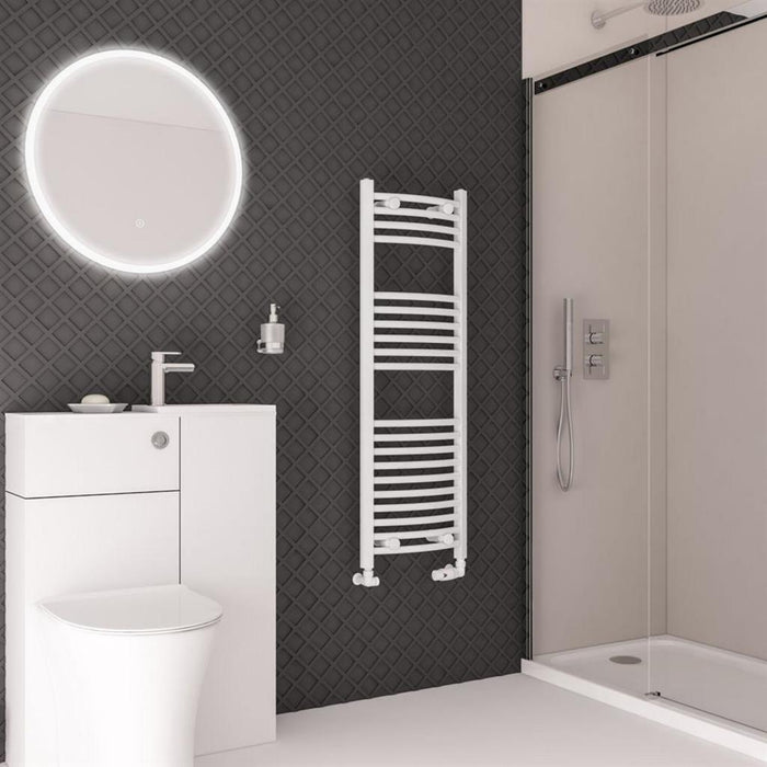 Eastbrook Wingrave Vertical Curved Heated Towel Rail - Gloss White