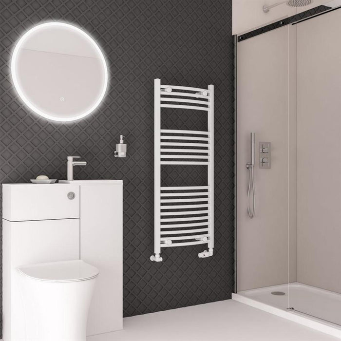 Eastbrook Wingrave Vertical Curved Heated Towel Rail - Gloss White